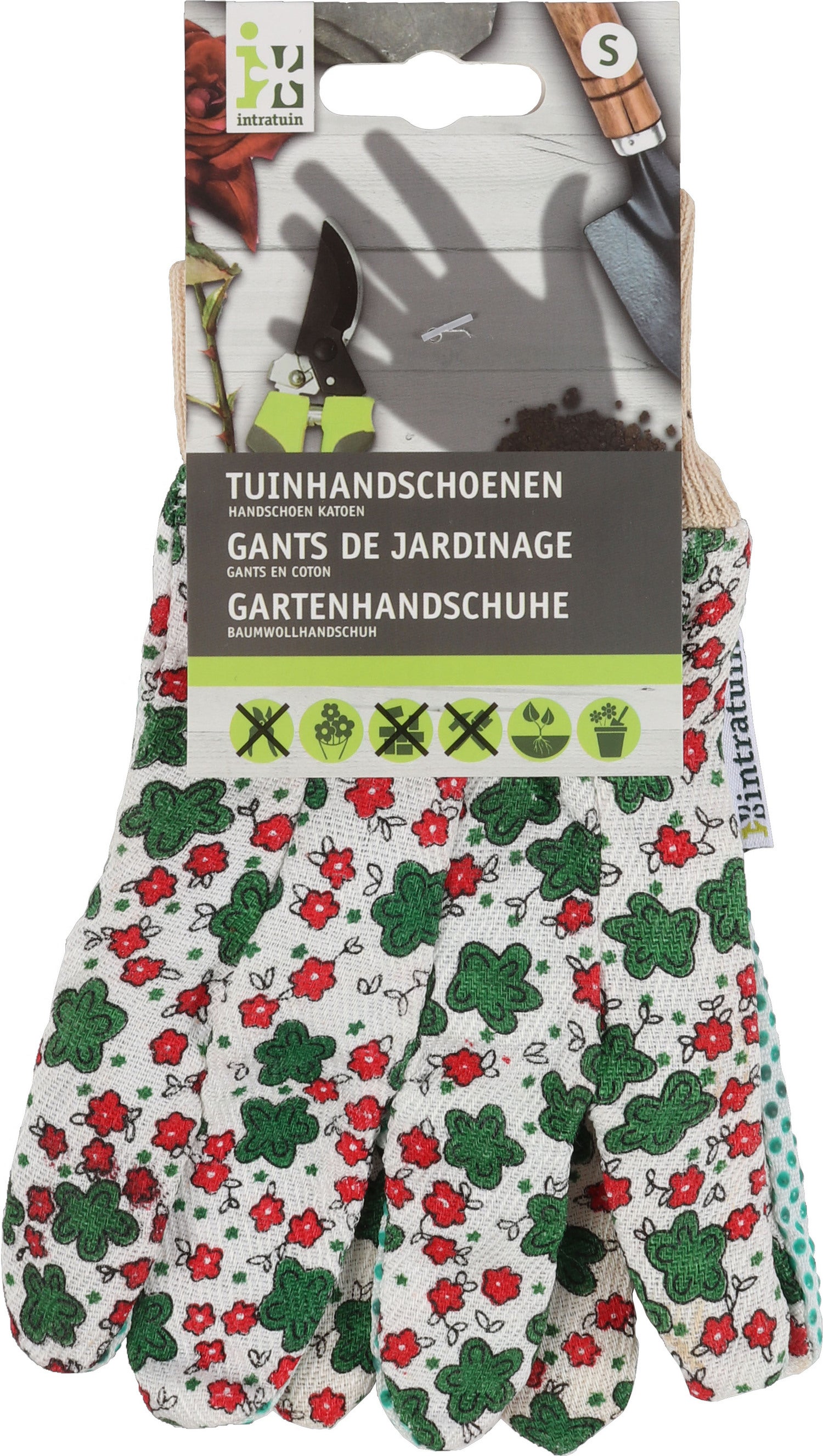 Talen Tools tuinhandschoenen maat S katoen/pvc bloem