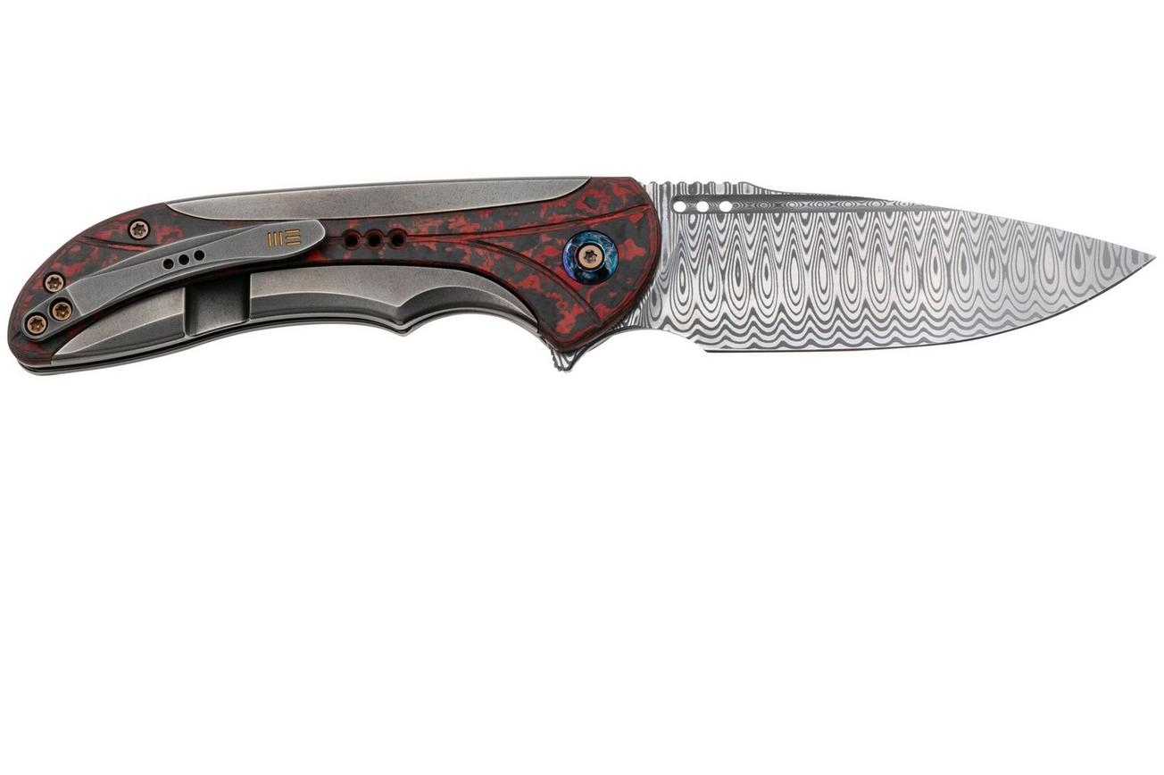 WE Knife Equivik WE23020-DS1 Hugin Damasteel, Grey Titanium, Lava Flow Fat Carbon zakmes