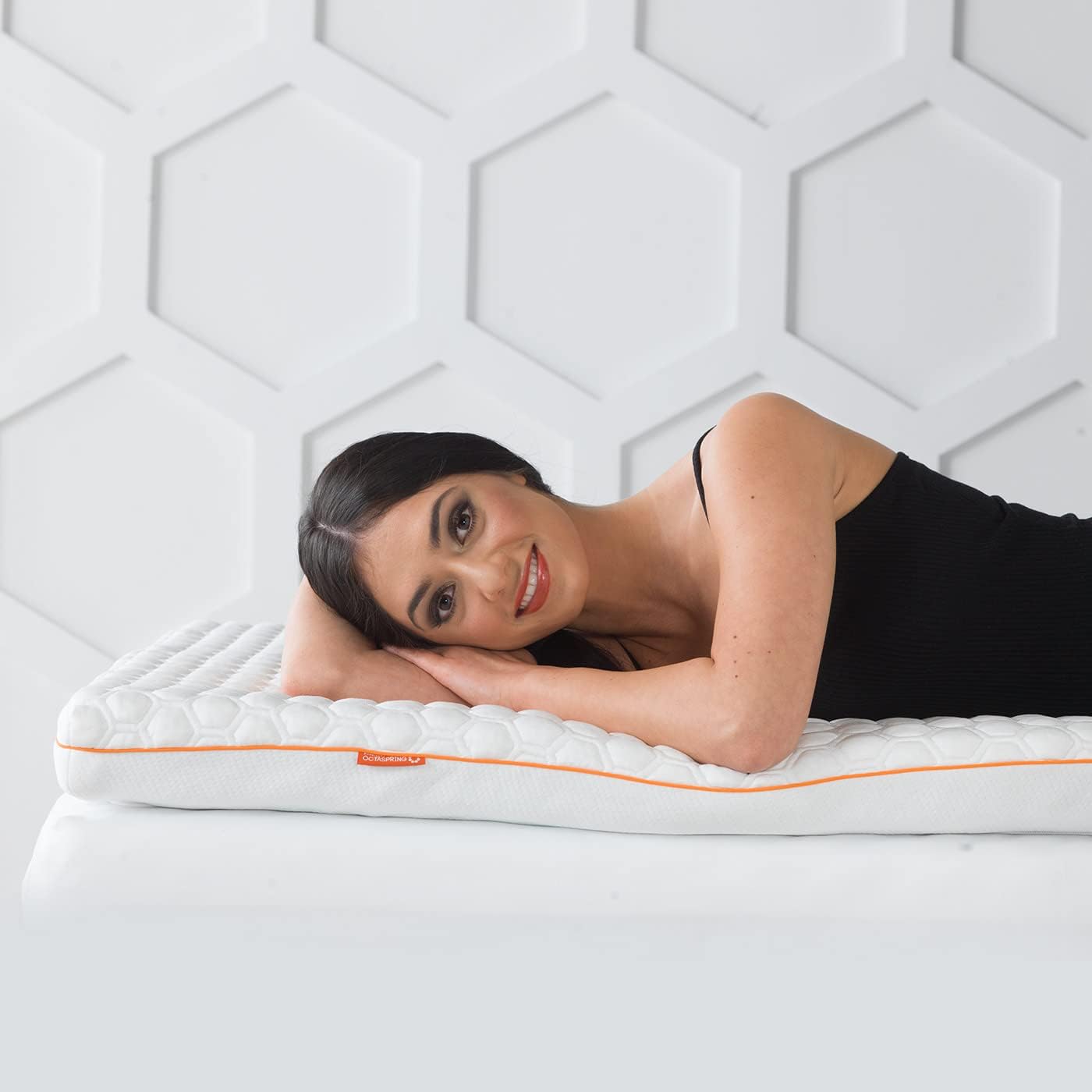 OCTASLEEP Smart Plus Topper + Kissen 90x200 - kühlende Matratzenauflage mit Federn aus Memory Foam - 3 Zonen für ideale Unterstützung - Härtegrad 3 -Öko-Tex Zertifiziert - atmungsaktiver Topper
