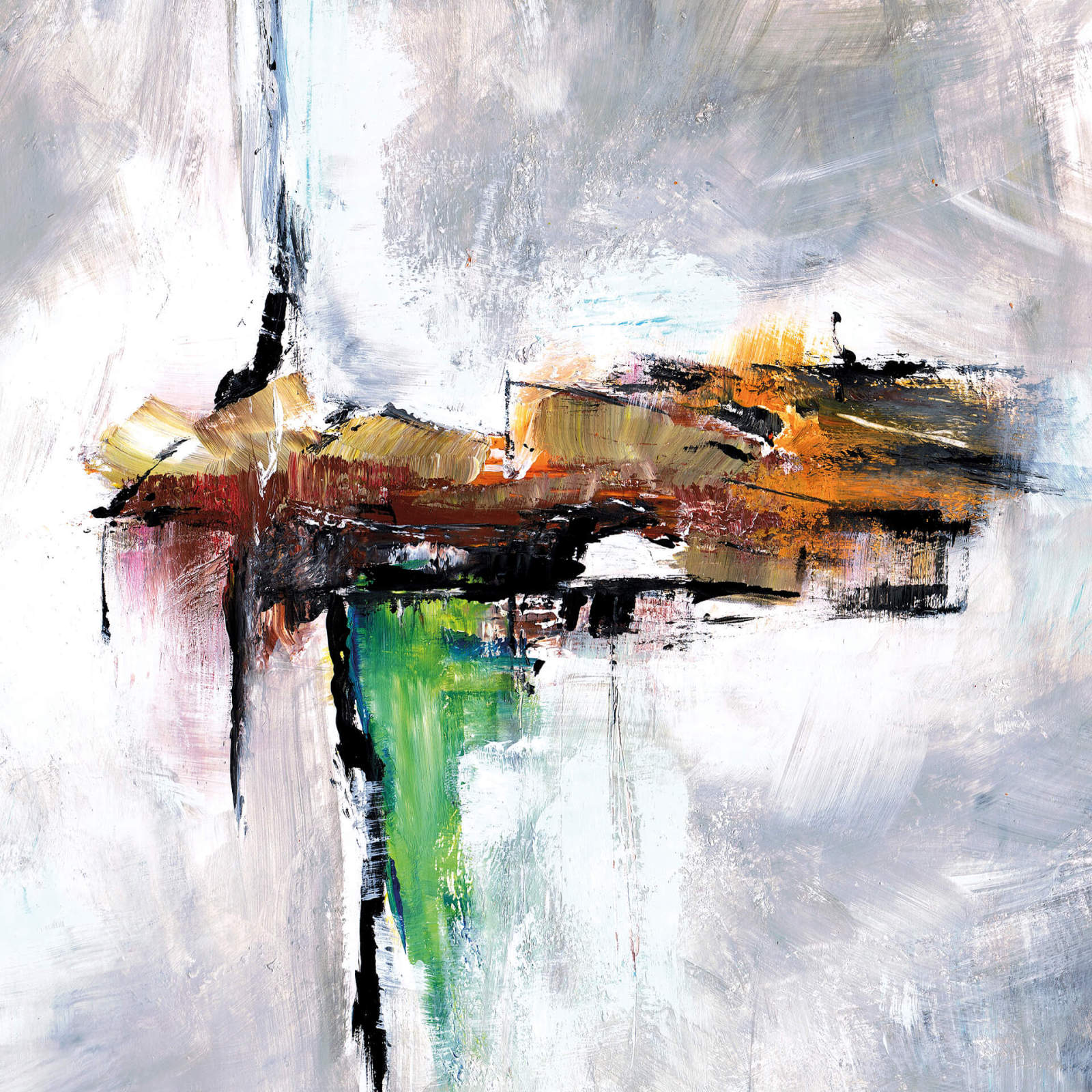 Leinwandbild MODERNE KUNST - grau-braun - 50x50 cm