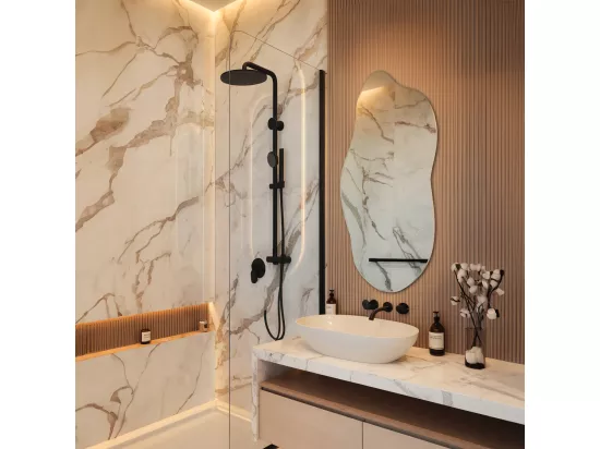 Miroir Asymétrique Organique 35x80 cm – Décoration Murale Moderne pour Salon ou Salle de Bain