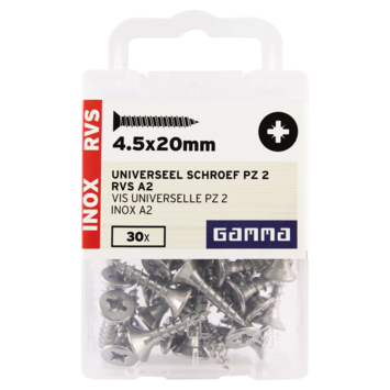 GAMMA schroef universeel platkop RVS 4.5x20 mm 30 stuks