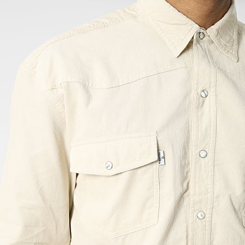 Chemise Manches Longues Velours VE403 Beige
