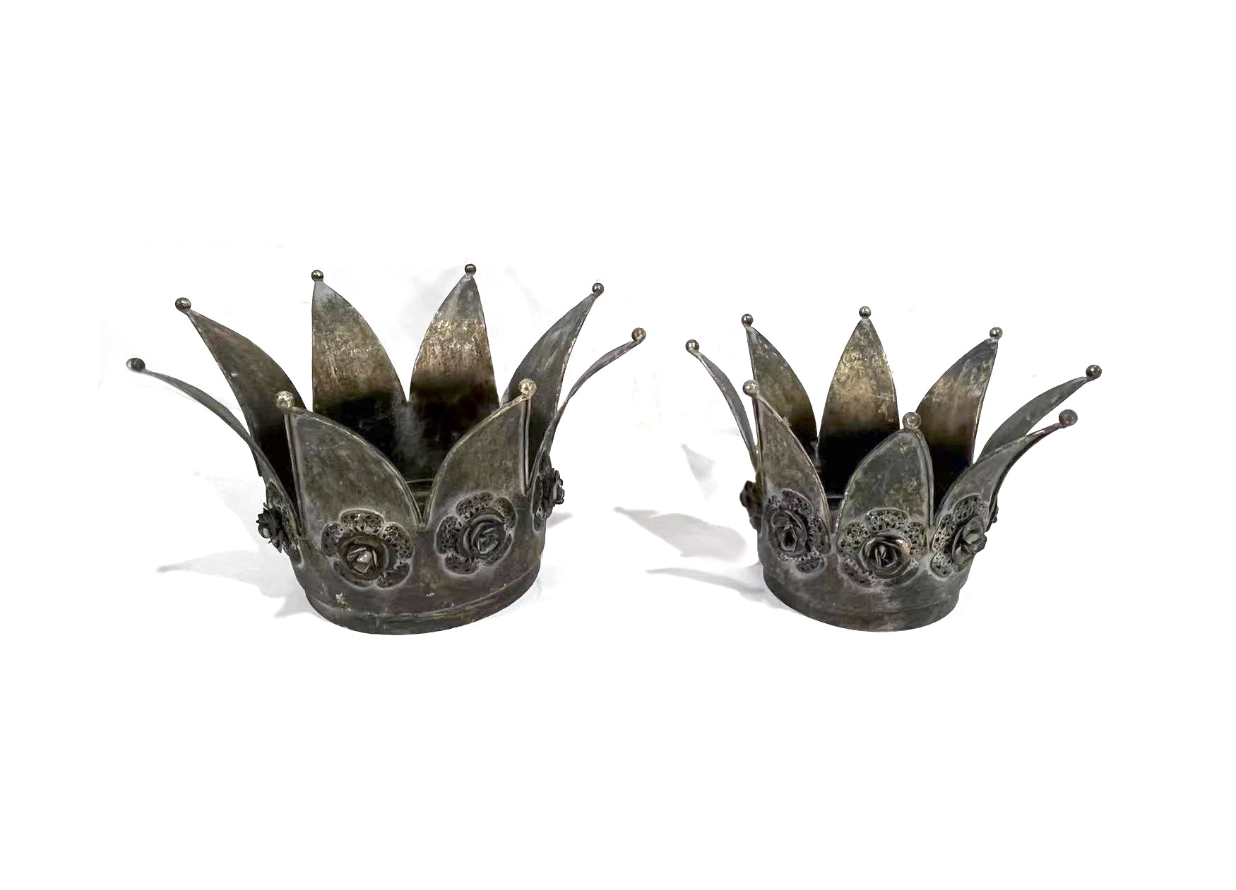 2er-Set Windlichter Krönchen ‘Ludwig‘, aus Metall von fischer's lagerhaus