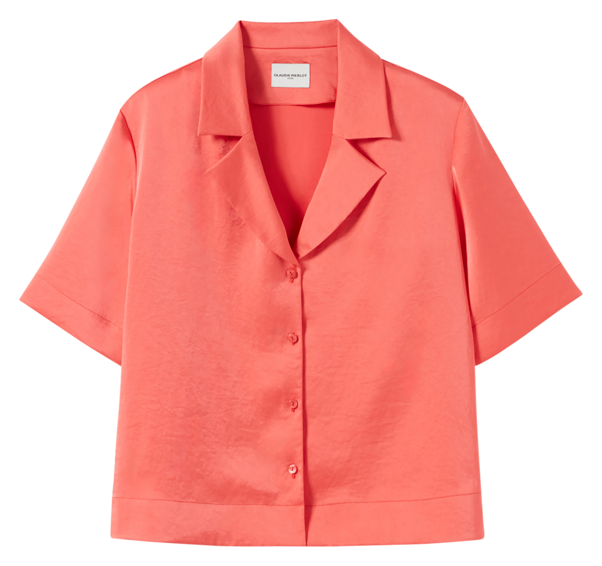 Chemise fluide col cassique satinée | Orange
