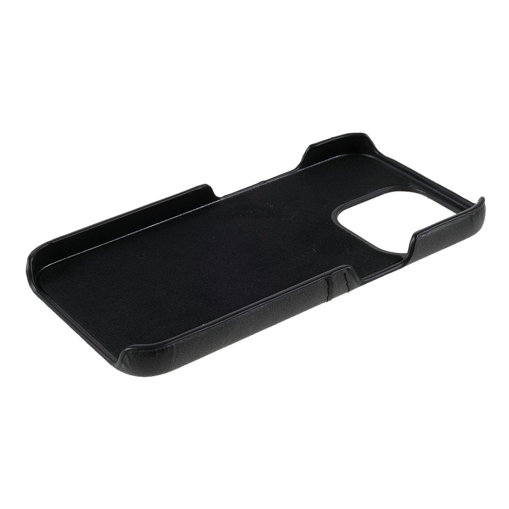 iPhone 13 Pro Leder Hülle Snap Case   Kartenfach - Schwarz