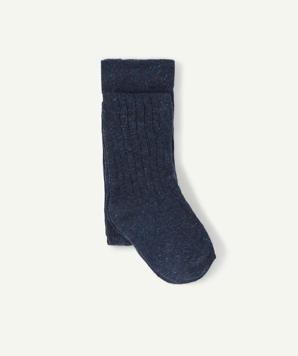 LES COLLANTS EN TRICOT BÉBÉ FILLE MARINE ET BRILLANT