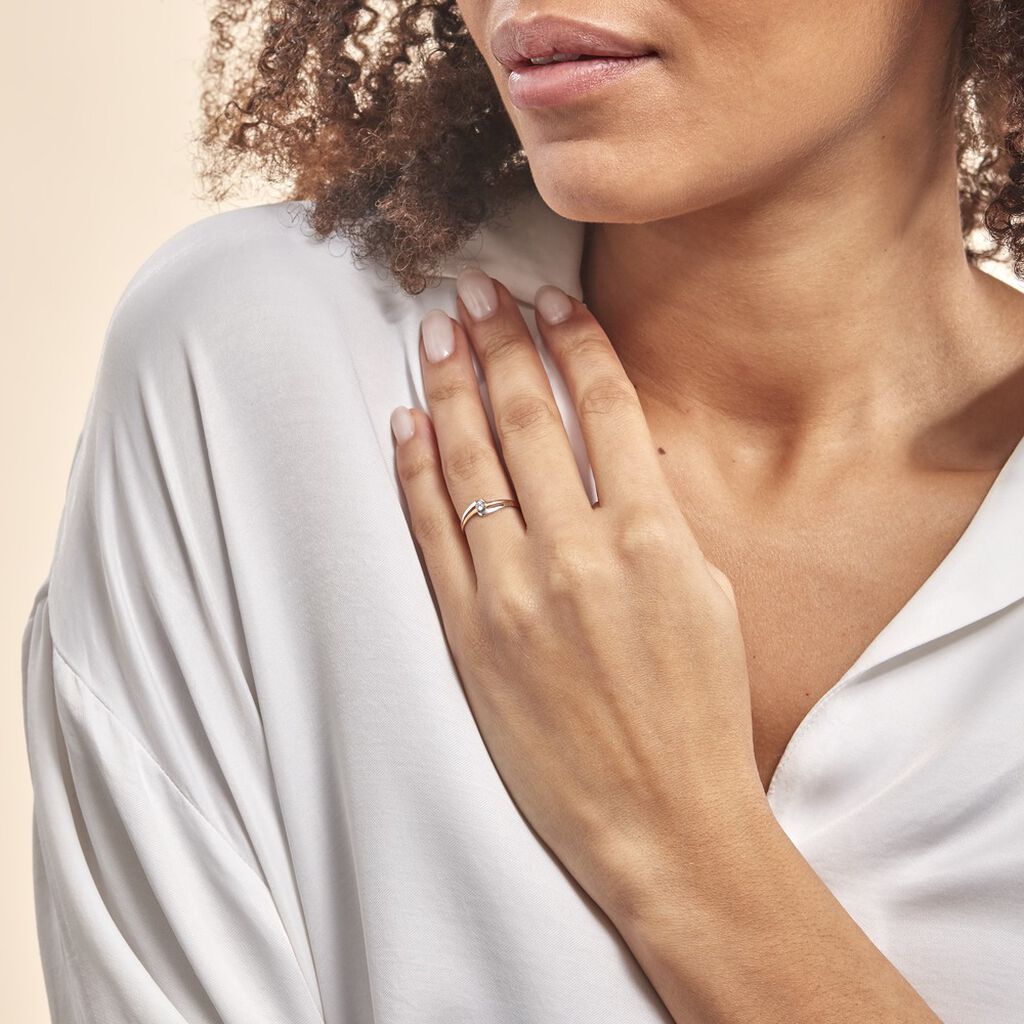 Bague Nesryne Or Bicolore Oxyde De Zirconium