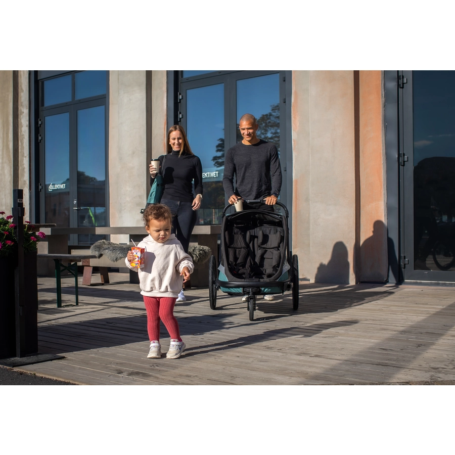 hamax Kinderfahrradanhänger Cocoon Zweisitzer greenblack