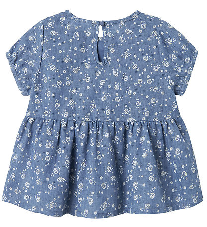 Name It T-Shirt - NmfHagy - Gebleichter Denim m. Blumen