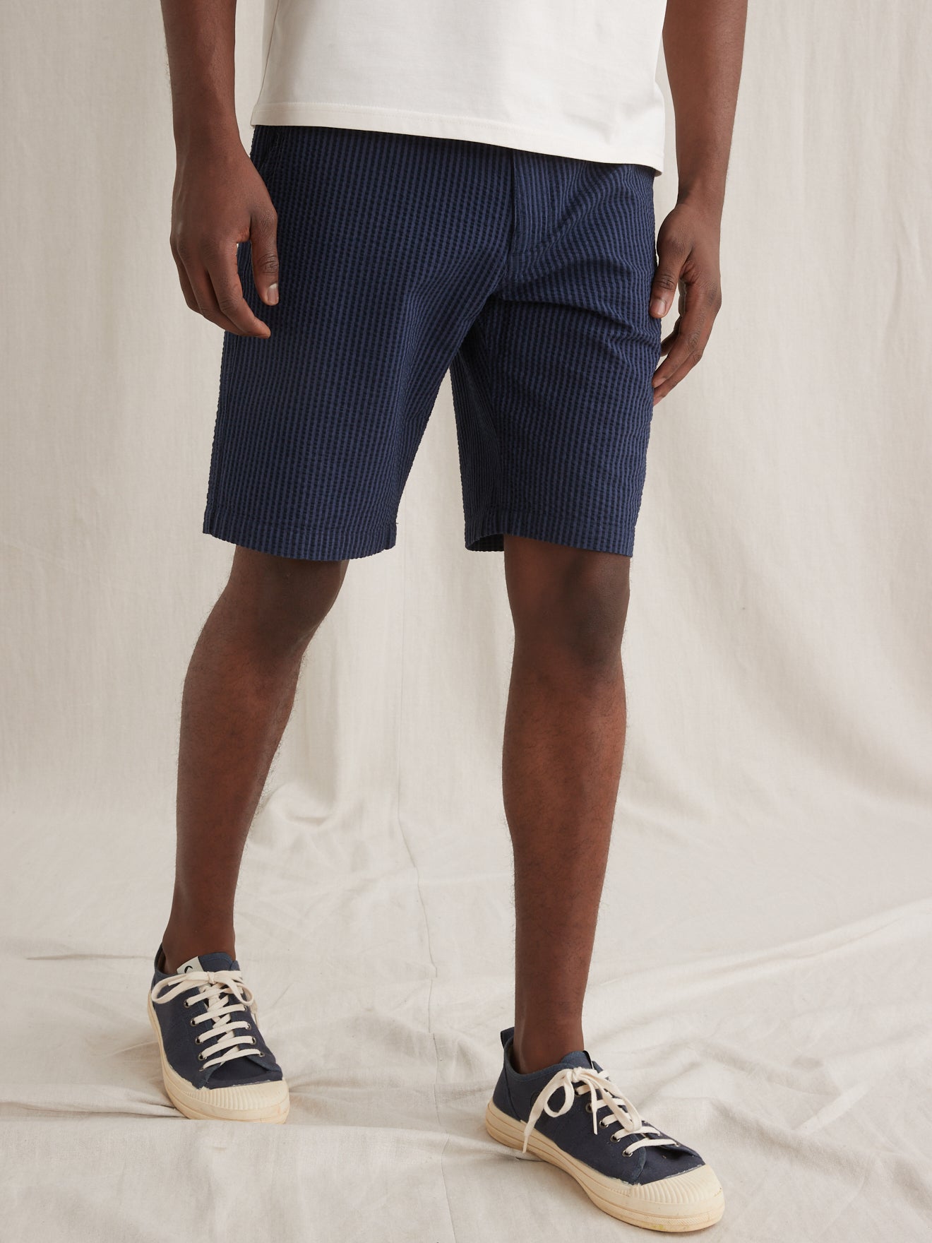 Bermuda seersucker homme taille élastiquée