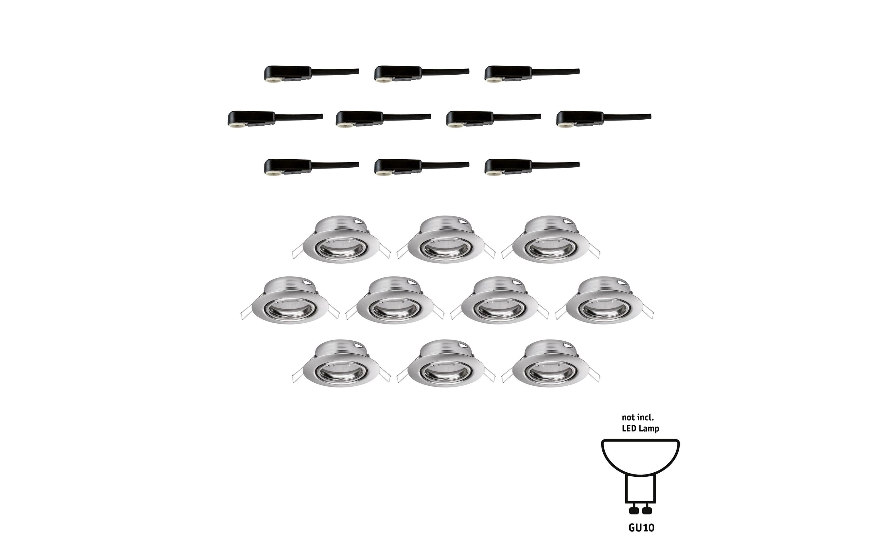 Einbauspot LED Base Basisset, GU10, 10 x 10W, EisenSpotleuchte zur Deckenmontage