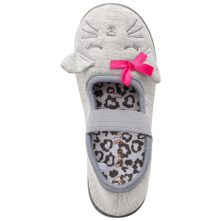 Chaussons babies en jersey à détails brodés - Gris chiné