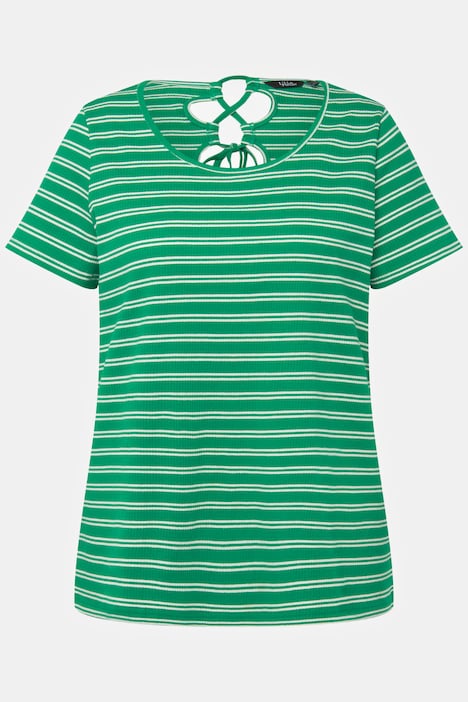T-Shirt, Streifen, Rippjersey, Rundhals, Halbarm