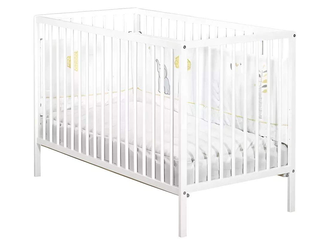 BABY PRICE - lit 120x60 tout barreaux blanc first