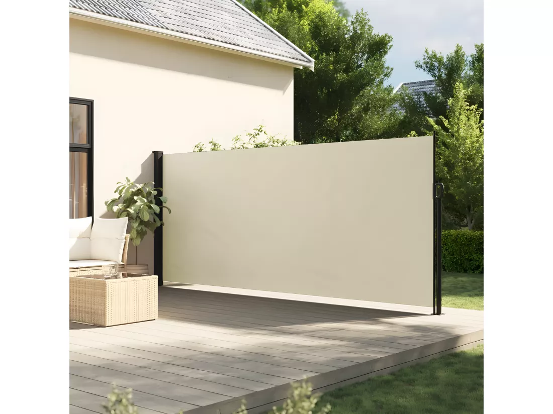 Auvent latéral rétractable crème 180x500 cm