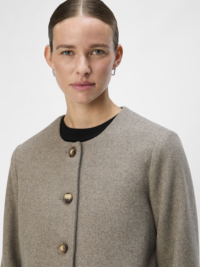 Object OBJPISA SHORT JACKET DIV Desert taupe/melange