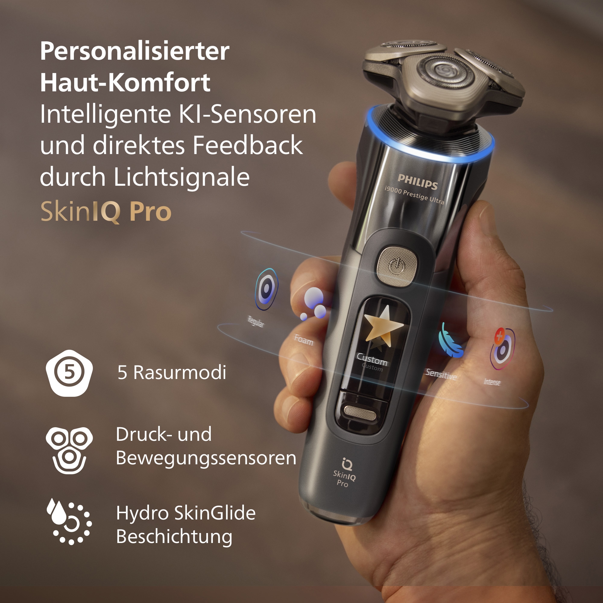Philips Elektrorasierer »Series i9000 Prestige Ultra XP9402/31« 1 Stk. Aufsätze mit SkinIQ Technologie, inkl. Ladestand, Reiseetui, 1 Kartusche