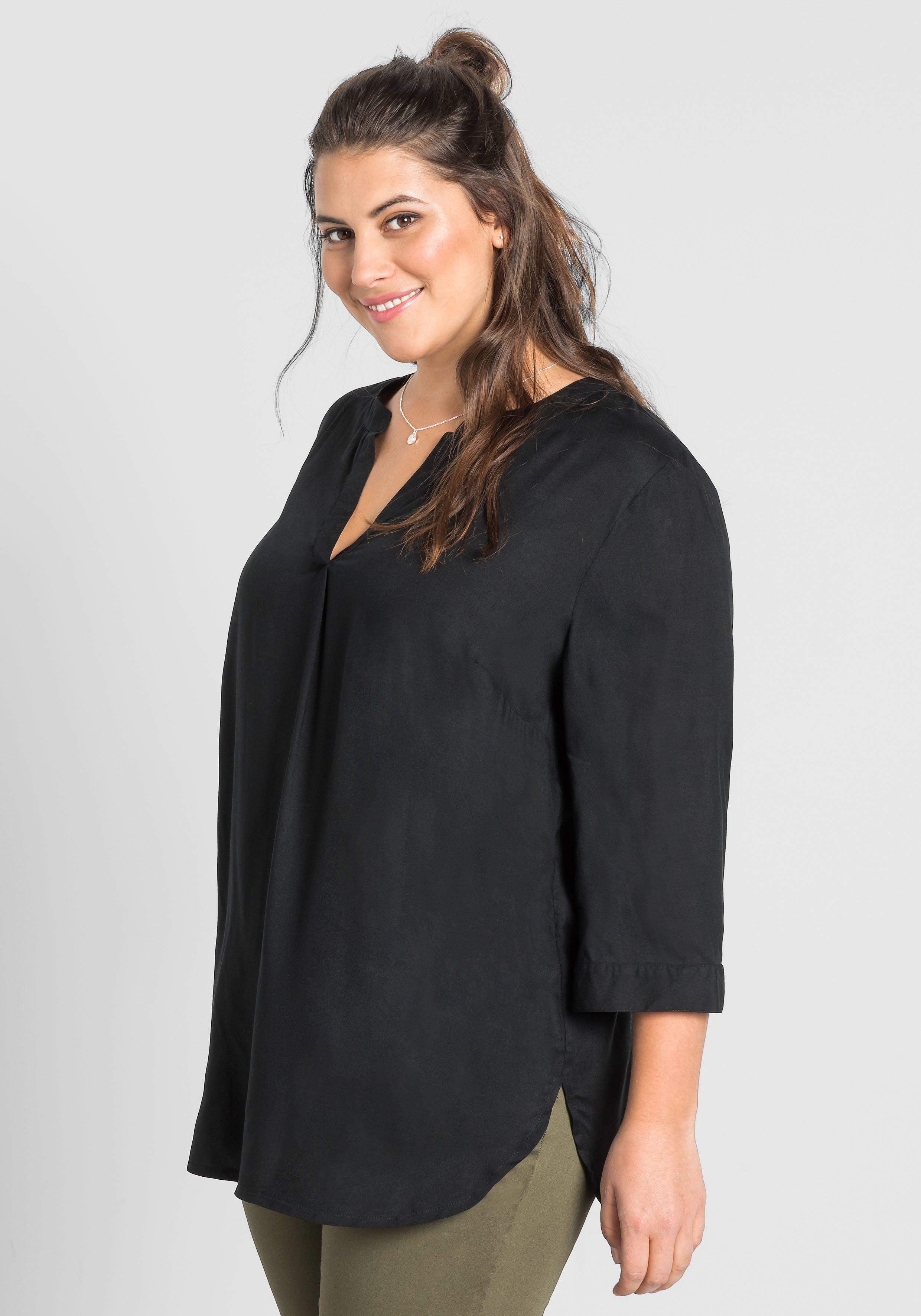Tunika mit 3/4-Arm und gerundetem Saum