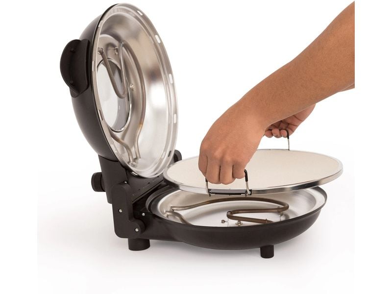 Create Pizzaofen Elektro Schwarz Ø 31 cm Elektrischer Pizzaofen mit Steinboden und 350 °C Temperatur