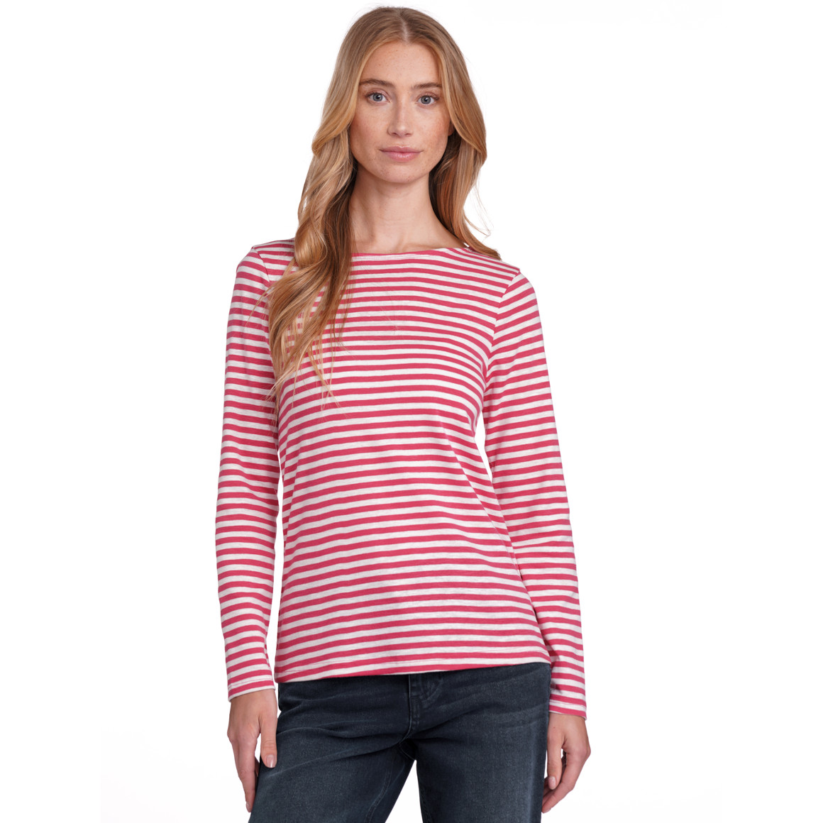 Jonas Nielsen Damen Langarmshirt im Streifen-Look pink / weiss