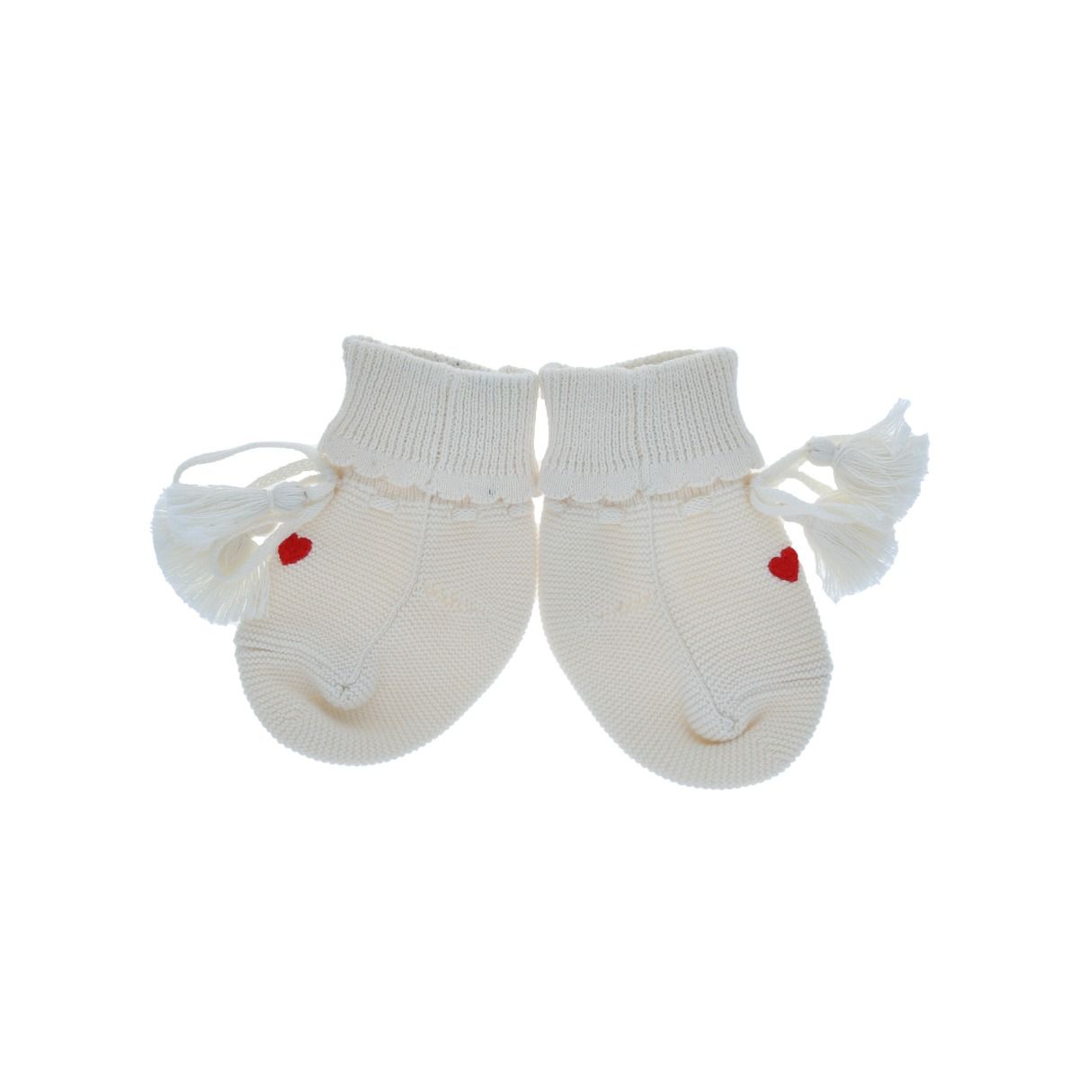 Chaussons coton 3-6 mois - Lapin d'amour Amande