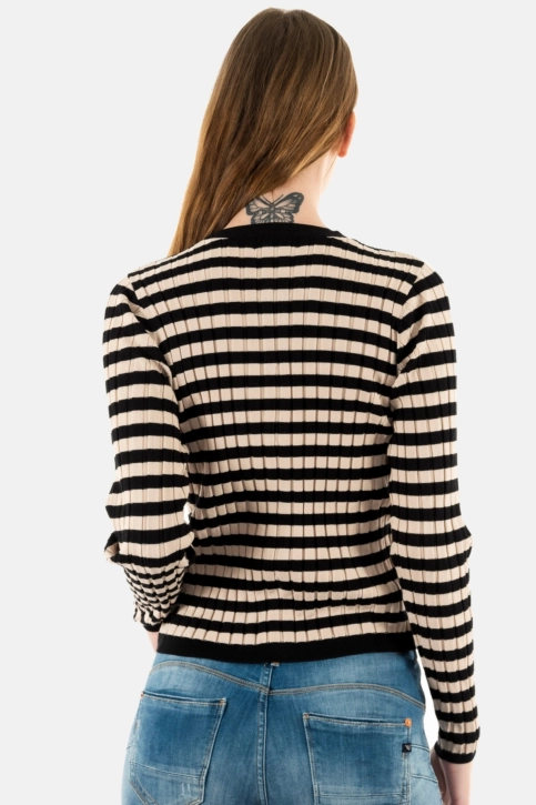 gilets cardigans freeman t. porter carly stripes cv72 f1119 irish cream