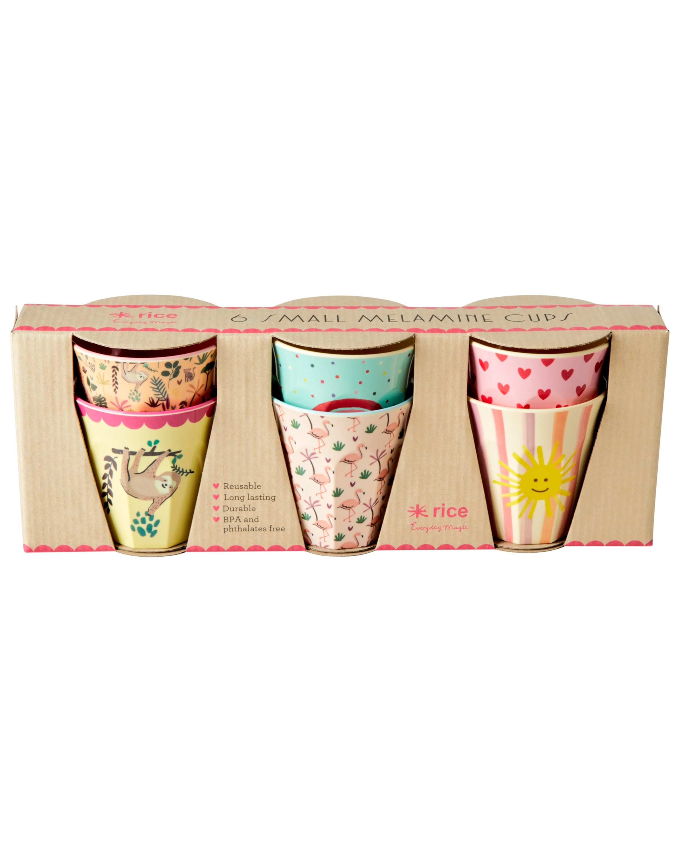 Melamin-Becher FUNKY - SMALL 6er-Pack in pastellbunt