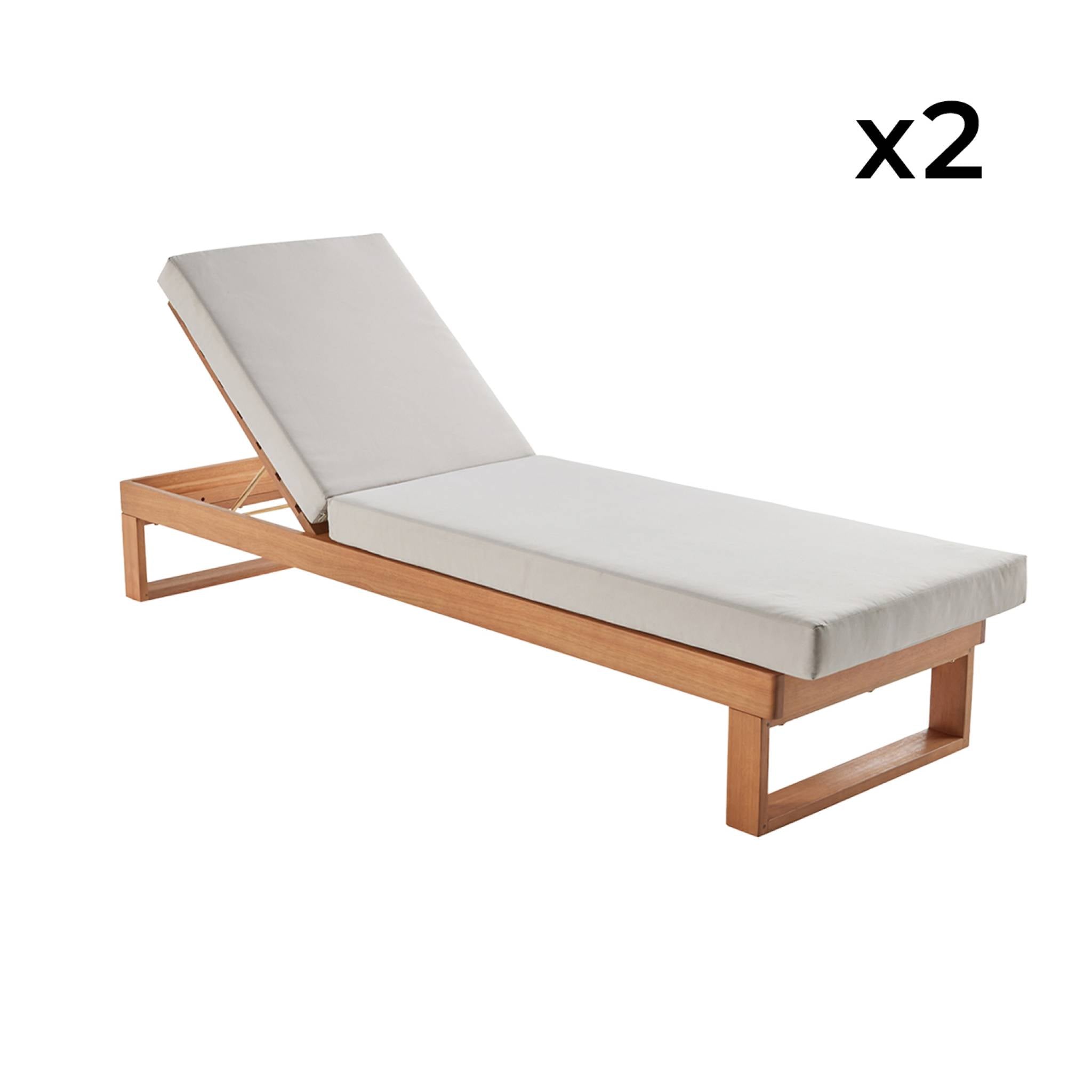 sweeek - Ligbank in eucalyptus hout, multiposities (set van 2)