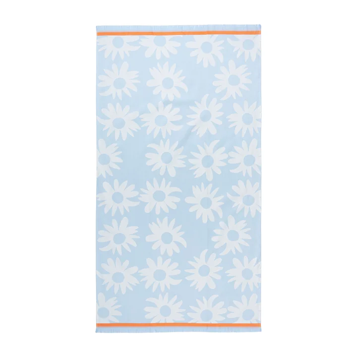 Marimekko - Rakastaa ei rakasta Hamam Badetuch, 91 x 165 cm, hellblau / off-white / orange