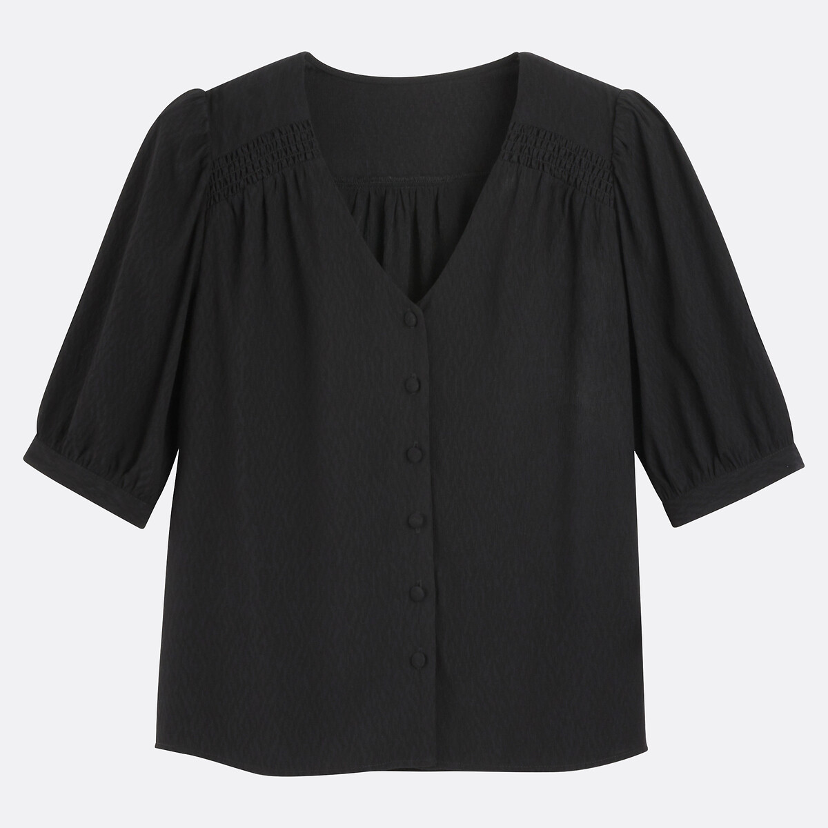COLEÇÃO LA REDOUTE<br>Blusa fluida, decote em V, mangas curtas