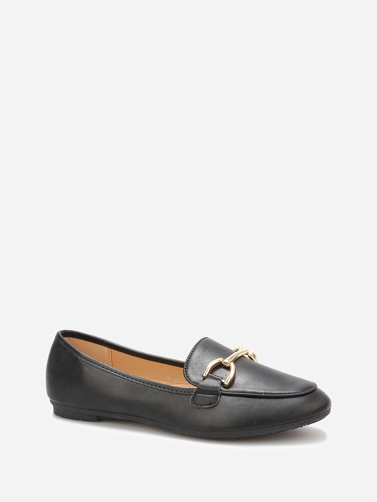 Mocassins en simili à détail mors- Noir