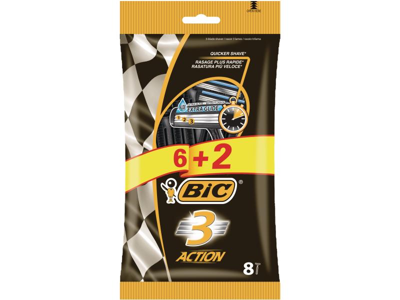BIC Herrenrasierer Action3 Einweg 8 Stück Klingenrasierer für Herren