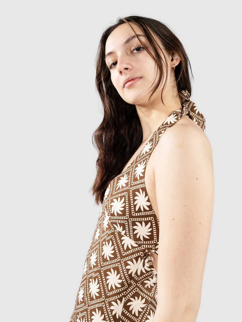 Rhythm Utopia Halter Dress brown