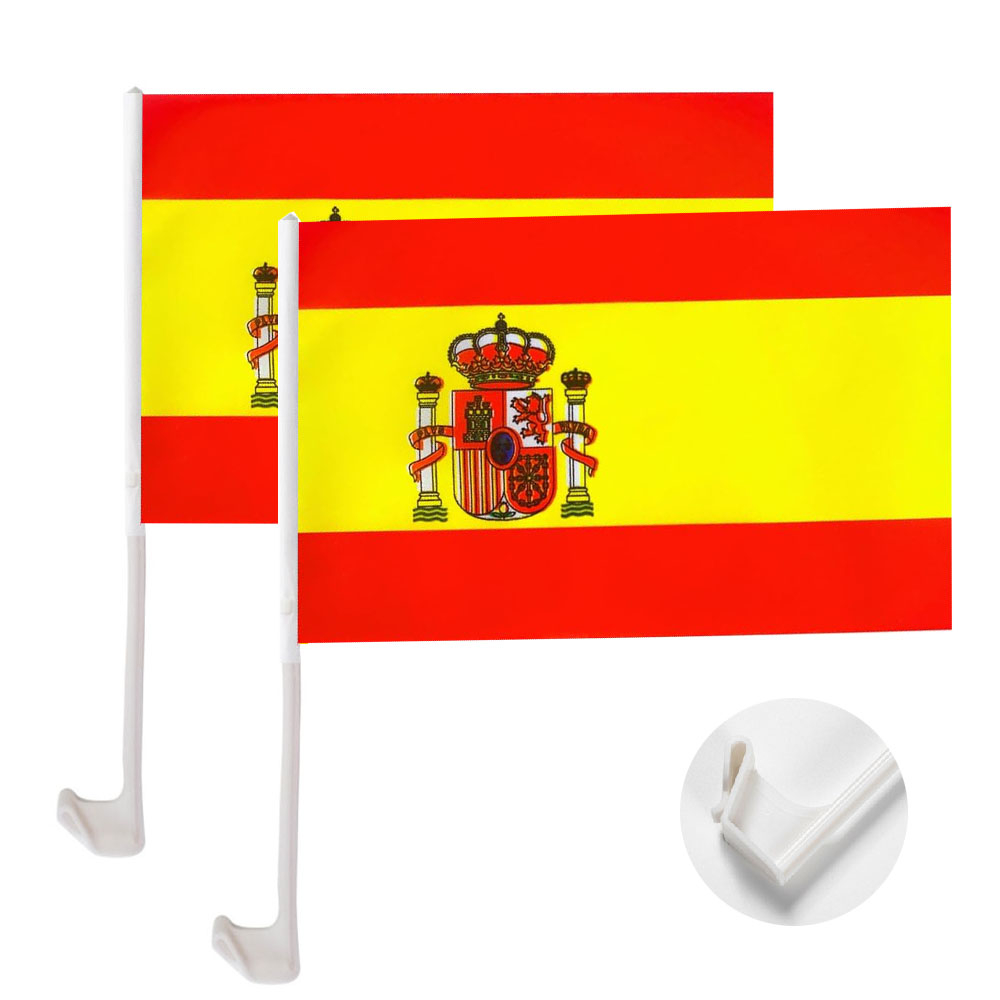(2er Set) 30x45cm Auto Flagge Länderflaggen Autofahne - Spanien