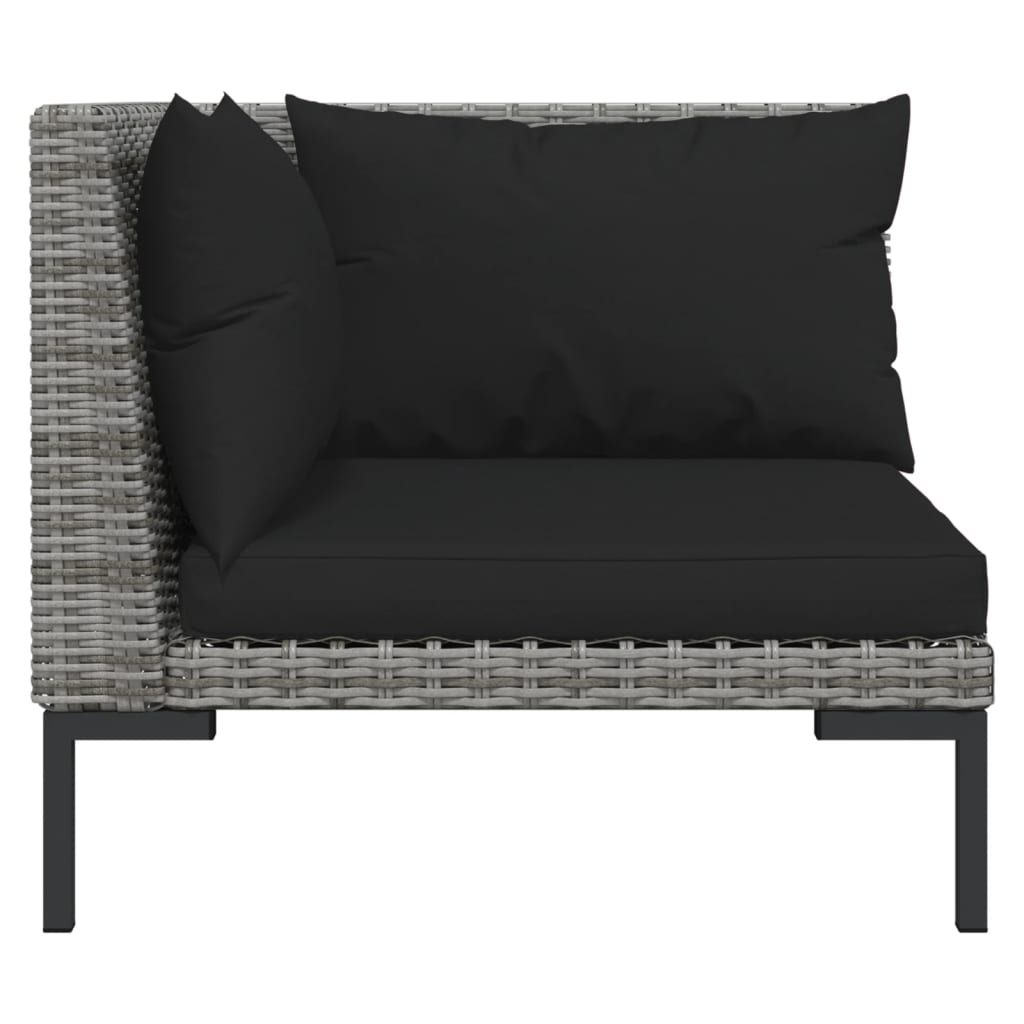 Salon de jardin meuble d'extérieur ensemble de mobilier 9 pièces avec coussins résine tressée gris foncé