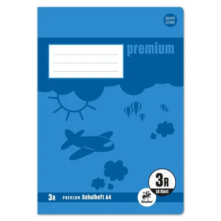 Staufen Premium Schulheft Lin3R A4 16 Blatt 90g/qm 21 Doppellinien mit Rand