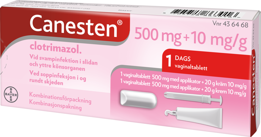Canesten 500 mg vaginaltablett og 10 mg/g krem