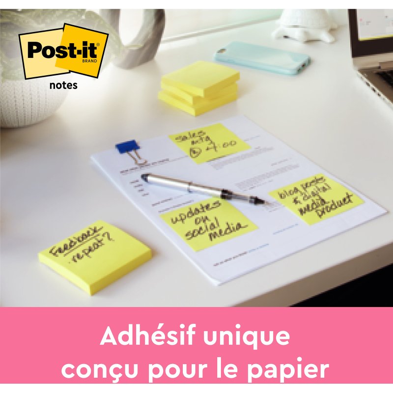 Z-Notes repositionnables jaunes Post-it - bloc de 100 feuilles