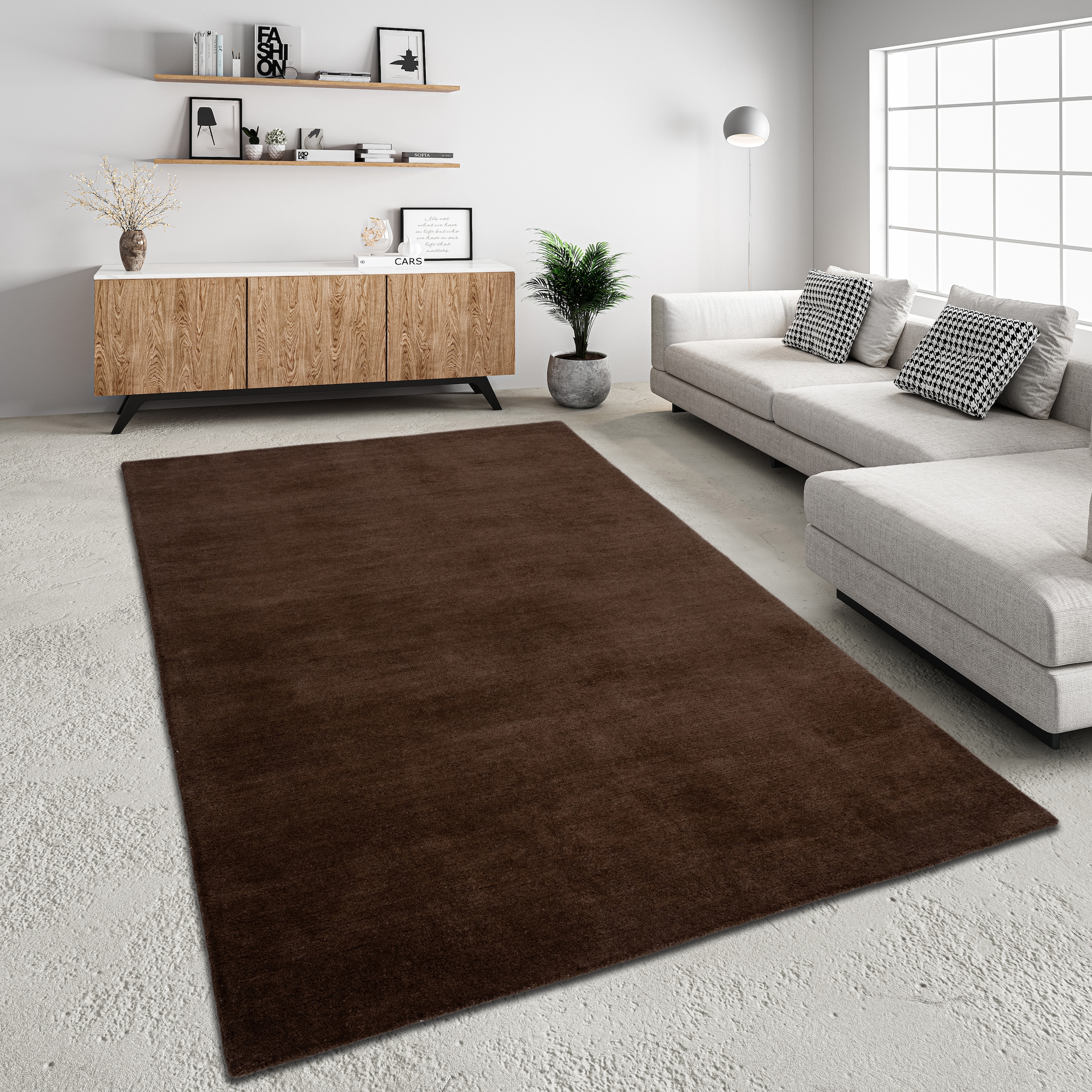 my home Wollteppich »Gabbo Natur, Handgefertigt, Teppich, reine Wolle, meliert« rechteckig 14 mm Höhe reine Wolle, Uni,handgewebt, Wohnzimmer, Schlafzimmer, Esszimmer