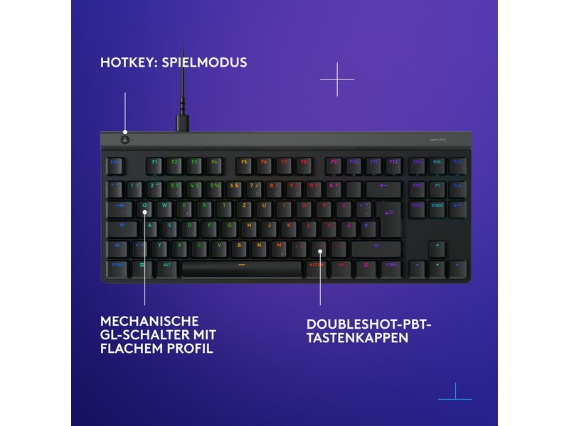 Logitech Gaming-Tastatur G515 TKL Kabelgebundene Gaming-Tastatur mit ultradünnem Profil