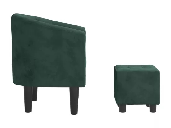 Fauteuil cabriolet avec repose-pied vert foncé velours