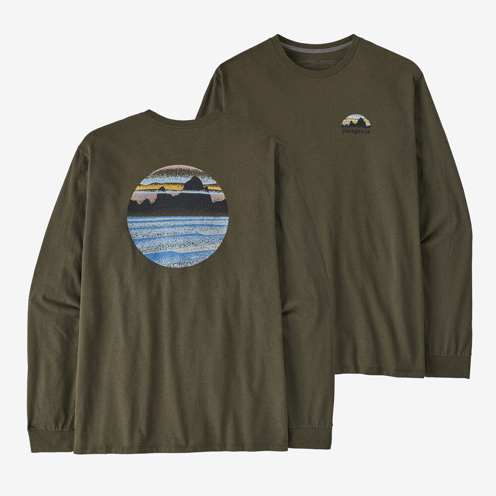 Herren Langarm-T-Shirt mit Skyline-Motiv und Verantwortungsbewusstsein