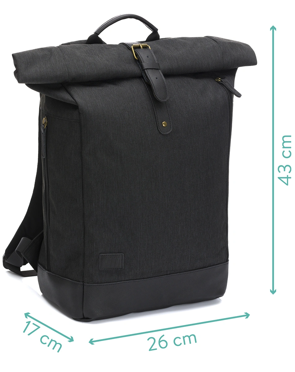 Wickelrucksack BERLIN X (39x16x53) in schwarz