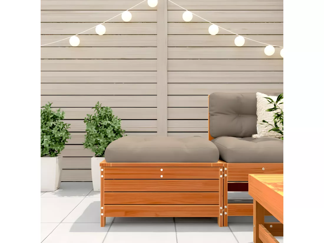 Repose-pied de jardin avec coussin bois massif de pin
