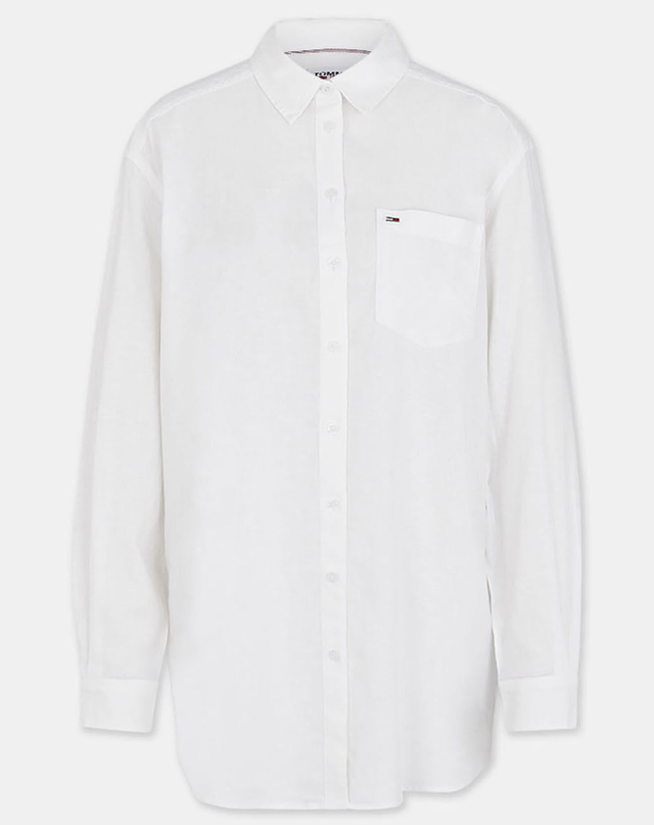 Tommy Jeans Chemise en Lin mélangé regular fit relaxed long blanche
