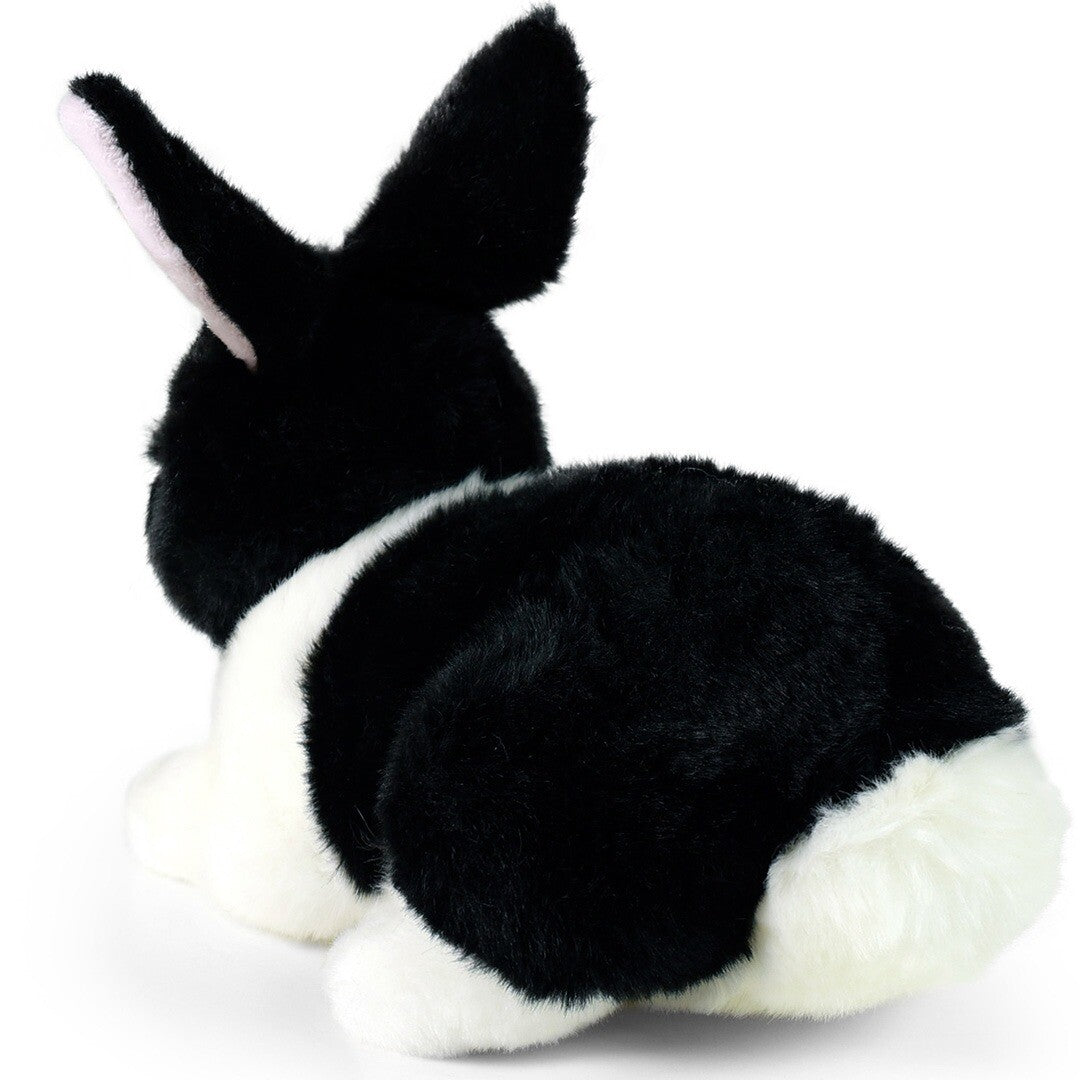 Rappa knuffelkonijn liggend zwart-wit - 25 cm