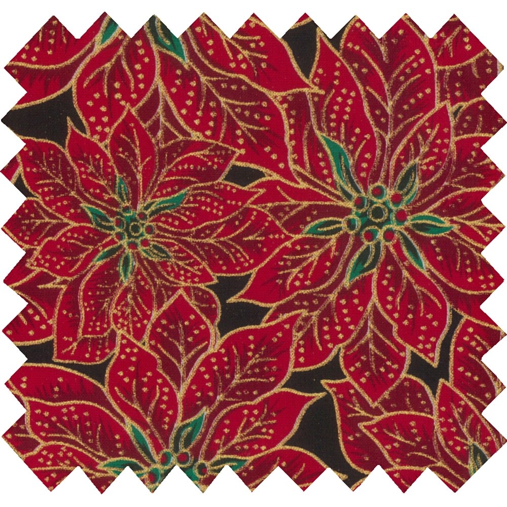 Coupon Tissu 1 M Poinsettia Doré Ex1106