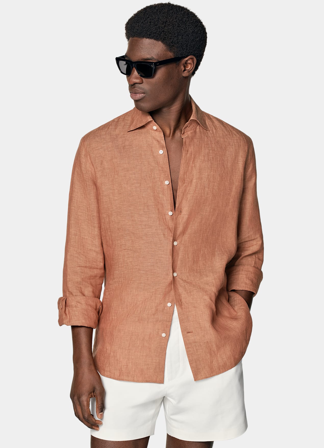 Chemise coupe ajustée, orange