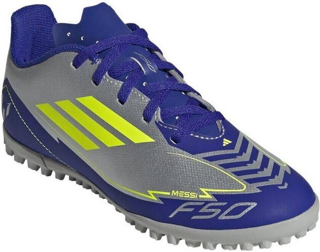 Adidas Perfor ce F50 Club Messi junior voetbalschoenen zilvermetallic kobaltblauw geel